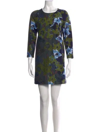 Pre-owned Cynthia Rowley Floral Print Mini Dress In Gray