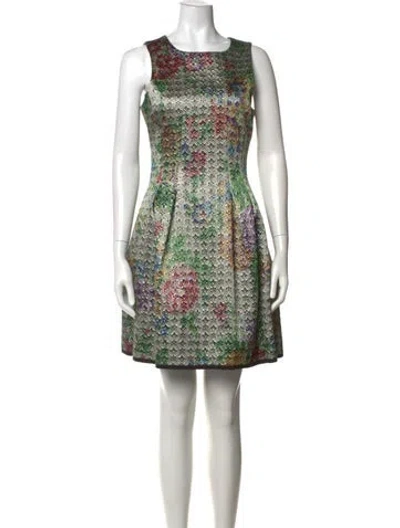 Pre-owned Cynthia Rowley Floral Print Mini Dress In Gray