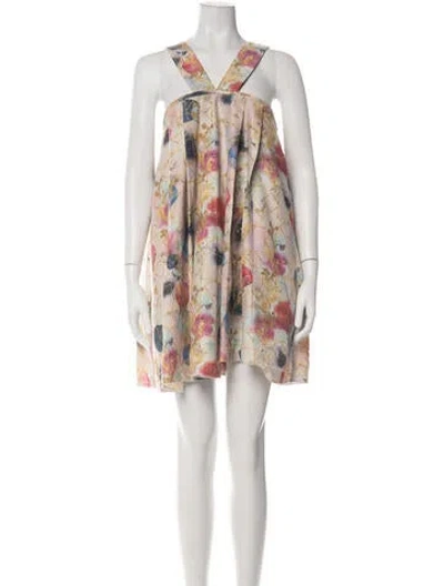 Pre-owned Cynthia Rowley Floral Print Mini Dress In Multi