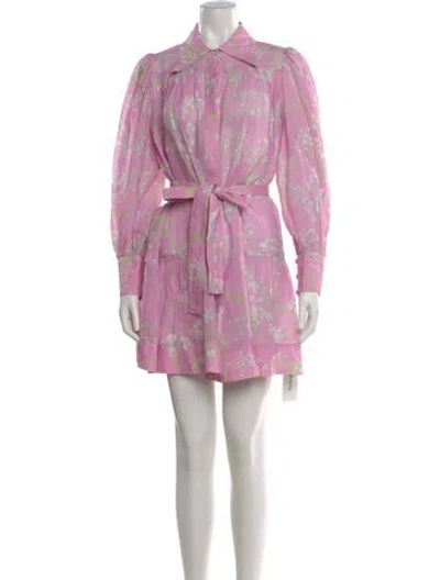 Pre-owned Cynthia Rowley Floral Print Mini Dress In Pink