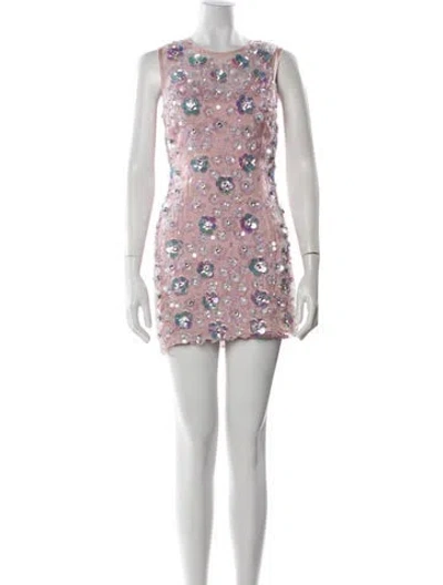 Pre-owned Cynthia Rowley Floral Print Mini Dress In Purple