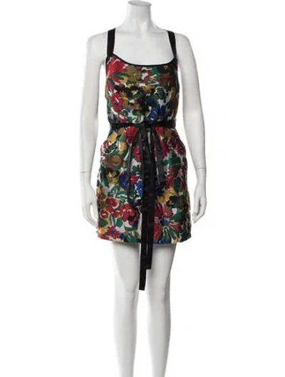 Pre-owned Cynthia Rowley Floral Print Mini Dress In White