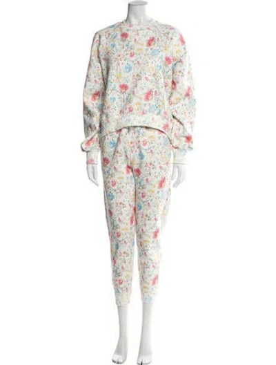 Pre-owned Cynthia Rowley Floral Print Pant Set In White