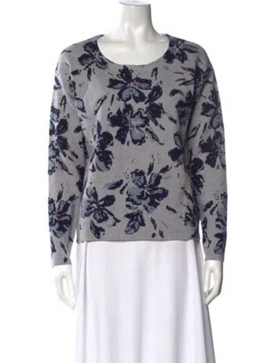 Pre-owned Cynthia Rowley Floral Print Scoop Neck Sweater In Multi