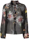 CYNTHIA ROWLEY FLORAL-PRINT SILK BLOUSE