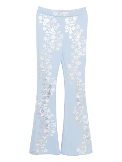 Cynthia Rowley Floral-print Trousers In Blue