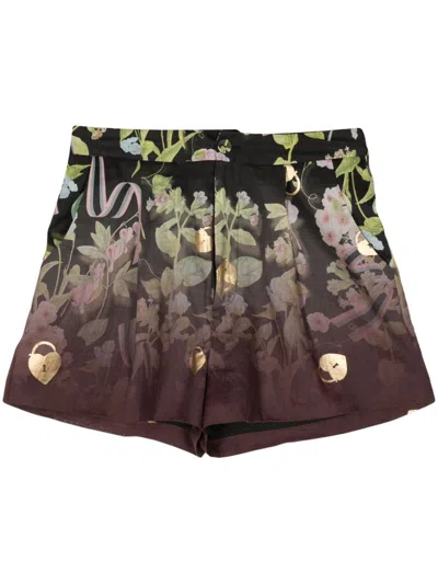 Cynthia Rowley Shorts Mit Blumen-print In Schwarz