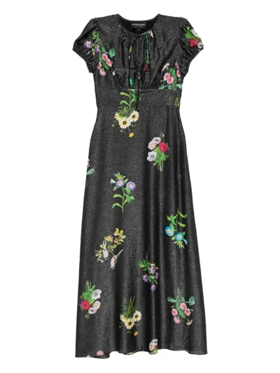 Cynthia Rowley Floral-print Lurex Midi Dress In Multi