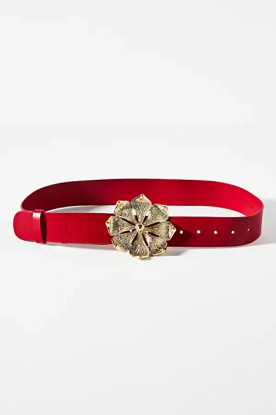 Cynthia Rowley Flower Buckle Belt In Red