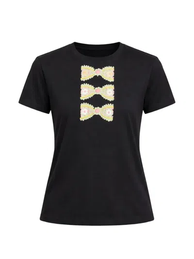 Cynthia Rowley Foil Printed T-shirt In Black