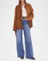 Cynthia Rowley Fringe-trim Faux Suede Jacket In Brown