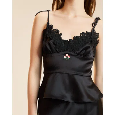 Cynthia Rowley Garbo Lace Slip Top In Black