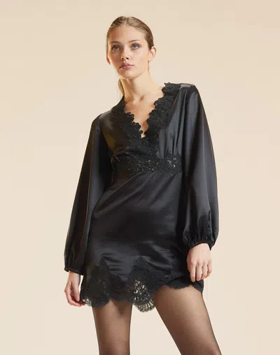 Cynthia Rowley Garbo Silky Lace Dress In Black