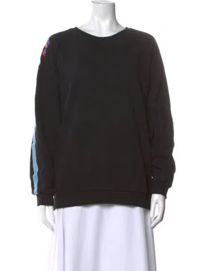 Pre-owned Cynthia Rowley Graphic Print Crew Neck Sweater In Black