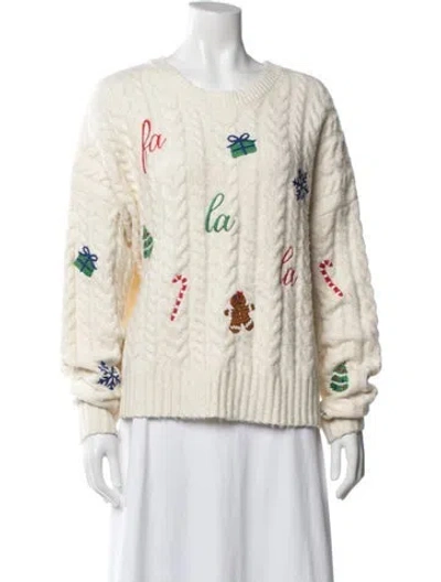 Pre-owned Cynthia Rowley Graphic Print Crew Neck Sweater In Neutral