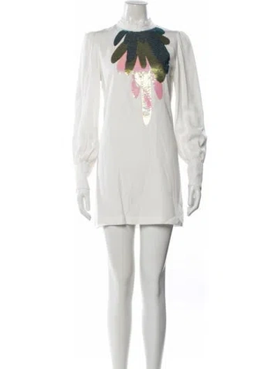 Pre-owned Cynthia Rowley Graphic Print Mini Dress In Neutral