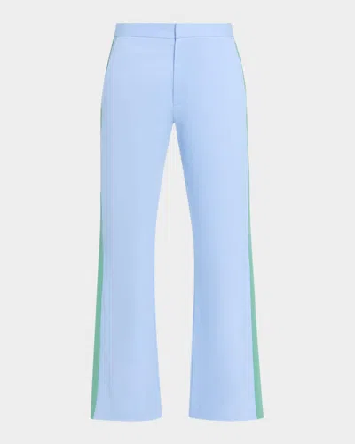 Cynthia Rowley Grosgrain-trim Cotton Flare Pants In Blue