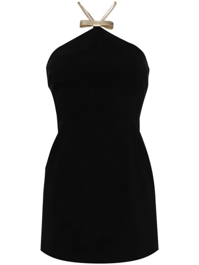 Cynthia Rowley Halterneck Strap-detail Mini Dress In Black