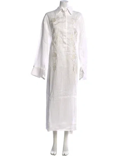 Pre-owned Cynthia Rowley Hemp Long Dress In White
