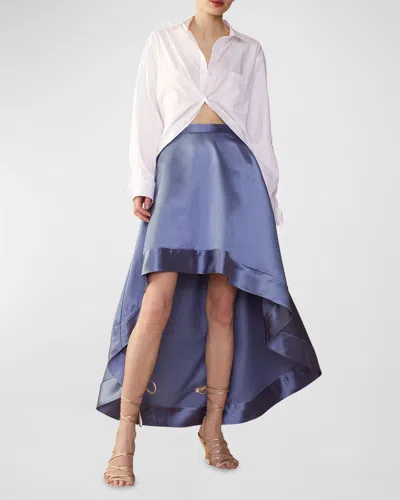 Cynthia Rowley High-low A-line Satin Maxi Skirt In Grey