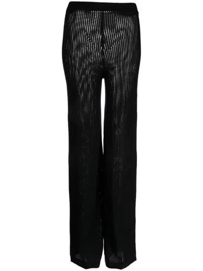 Cynthia Rowley High-waist Knitted Trousers In Black