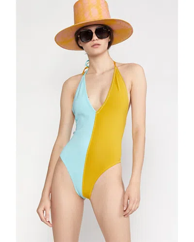 Cynthia Rowley Hudson Halter Swimsuit In Gold