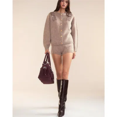 Cynthia Rowley Ivy Wool Knit Short In Camel