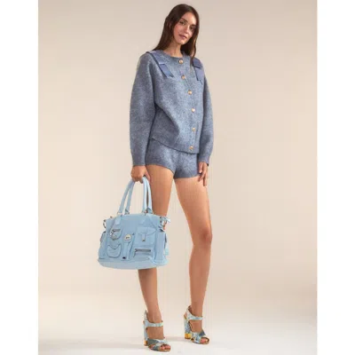 Cynthia Rowley Ivy Wool Knit Short In Denim
