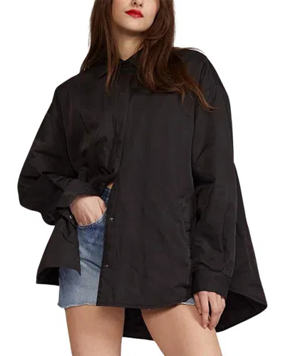 Cynthia Rowley Jagger Quilted Nylon Shirt Jacket In Black