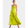 Cynthia Rowley Layered V-neck Silk Dress In Yellow