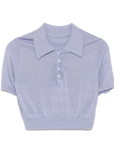 Cynthia Rowley Knitted Polo Top In Purple