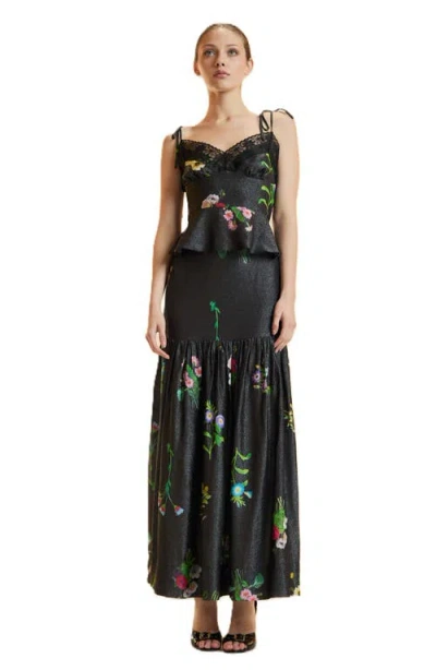 Cynthia Rowley Lace Metallic Cami Top In Black