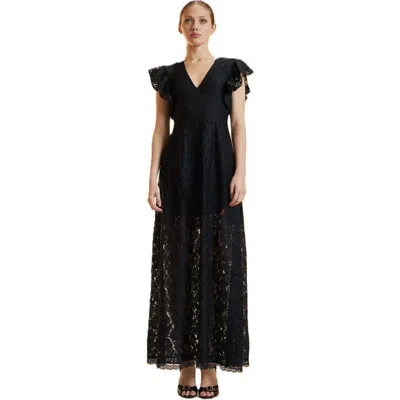 Cynthia Rowley Lace Midi Dress In Black