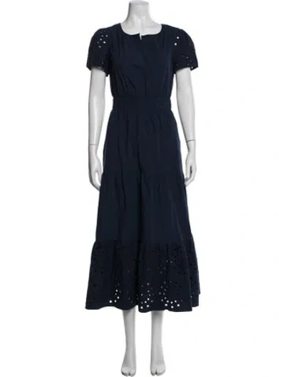 Pre-owned Cynthia Rowley Lace Pattern Long Dress In Blue