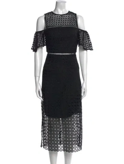Pre-owned Cynthia Rowley Lace Pattern Midi Length Dress In Black