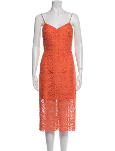 Pre-owned Cynthia Rowley Lace Pattern Midi Length Dress In Orange