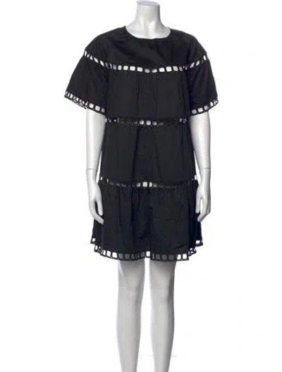 Pre-owned Cynthia Rowley Lace Pattern Mini Dress In Black
