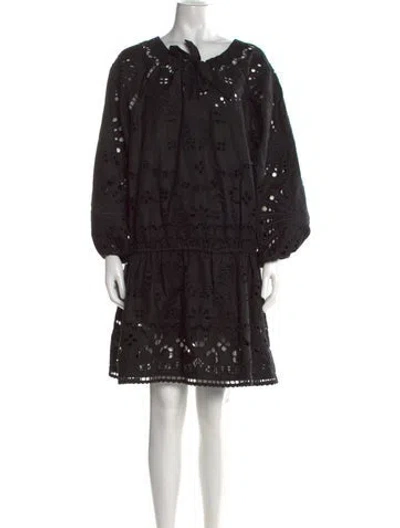 Pre-owned Cynthia Rowley Lace Pattern Mini Dress In Black