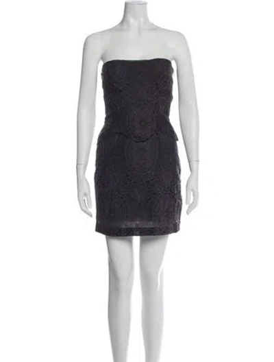 Pre-owned Cynthia Rowley Lace Pattern Mini Dress In Blue