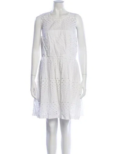Pre-owned Cynthia Rowley Lace Pattern Mini Dress In White