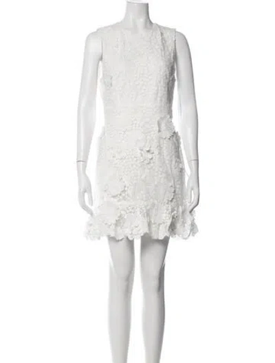 Pre-owned Cynthia Rowley Lace Pattern Mini Dress In White