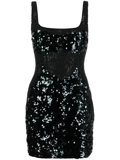 Cynthia Rowley Lace Sequinned Minidress In 黑色