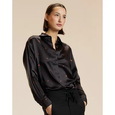 Cynthia Rowley Silk Satin Botton Up Shirt In Neutral