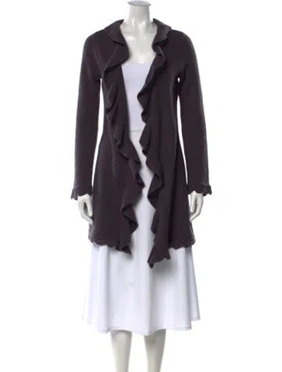 Pre-owned Cynthia Rowley Lambswool Open Front Sweater In Purple