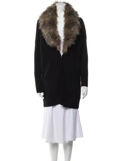 Pre-owned Cynthia Rowley Lambswool Printed Sweater In Black