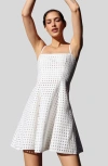 Cynthia Rowley Sleeveless Lattice Linen Mini Dress In White