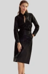 Cynthia Rowley Leather Button Up Shirt In Black