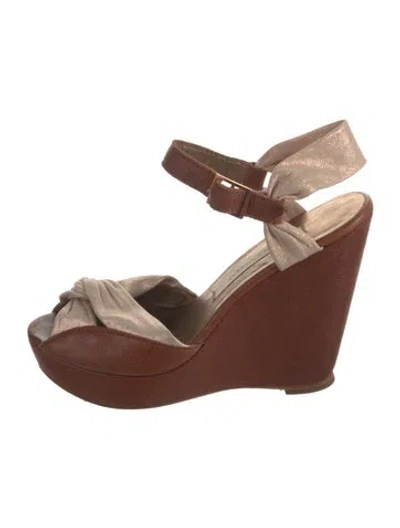 Pre-owned Cynthia Rowley Leather Colorblock Pattern Slingback Pumps In Brown