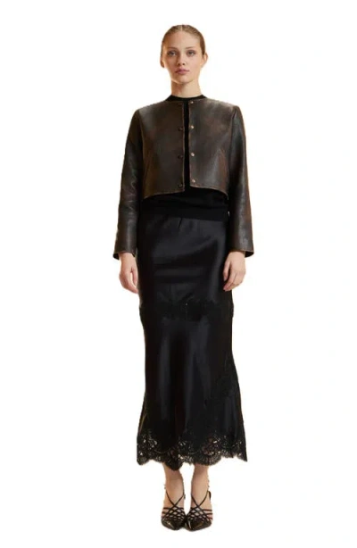 Cynthia Rowley Leather Jacket In Brown