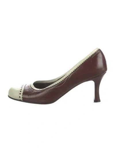 Pre-owned Cynthia Rowley Leather Pumps In Brown/burgundy